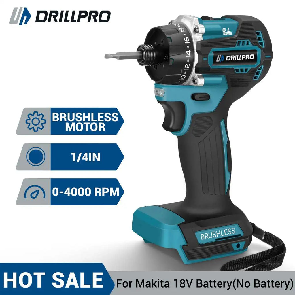 20+1 Torque 1/4inch Brushless Electric Screwdriver 280N.m Cordless Electric Drill Power Tool For Makita 18V Battery by Drillpro