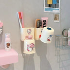 Kawaii HelloKitty Bathroom Storage Set, Toiletries Storage Rack, Toothbrush Cup