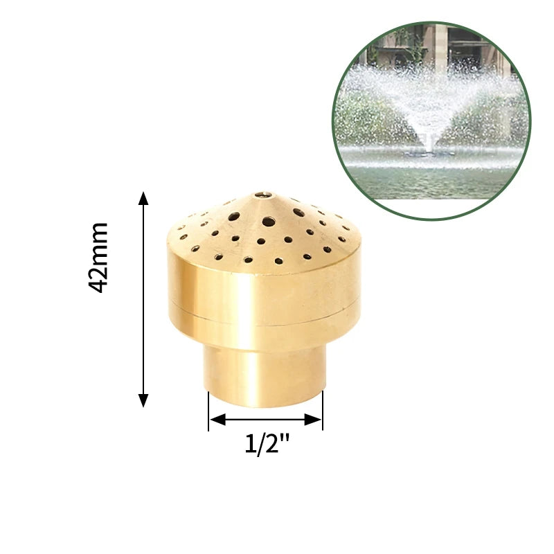 1/2" 3/4" 1" Brass Swimming Pool Decorative Fountain Nozzles Head for Outdoor Music Water Fountain Waterfall Garden Decoration