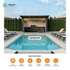 Customized luxury one-stop outdoor grill kitchen with refrigerator, sink, lockers and retractable doorway