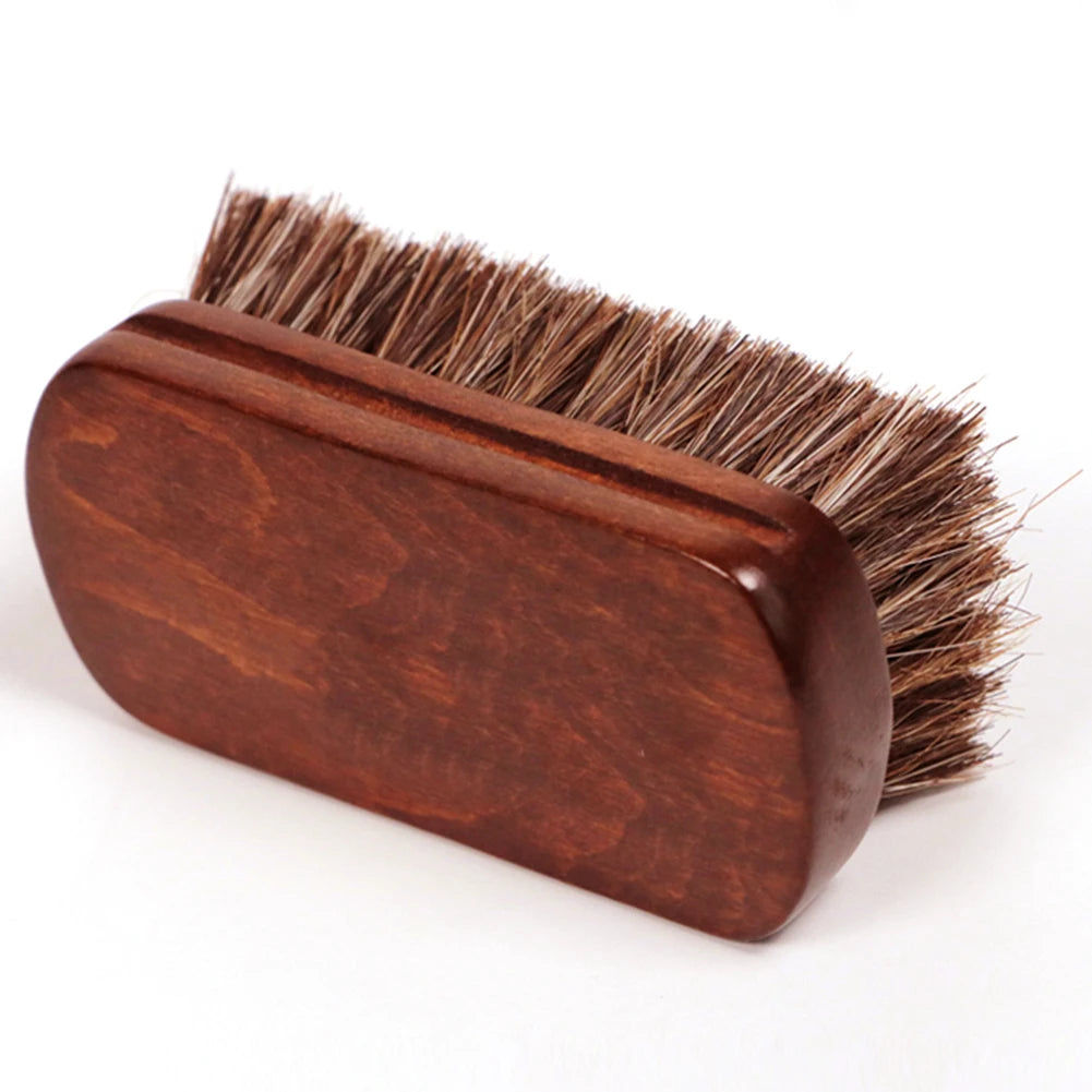 Horsehair Leather Textile Cleaning Brush Shine Polishing Brush Auto Wash for Car Interior Furniture Apparel Bag