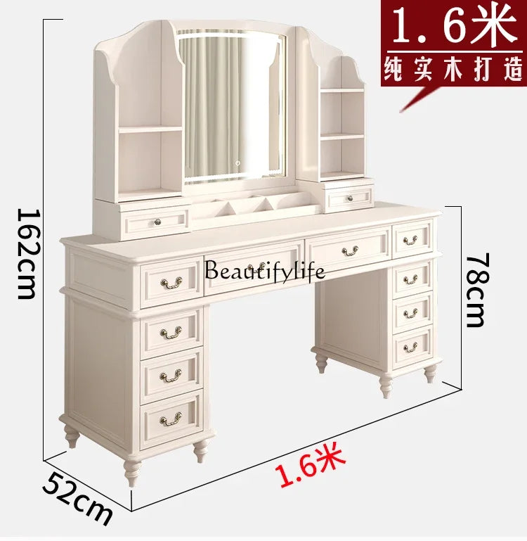 FG11All solid wood custom American light luxury led storage rack dresser large
