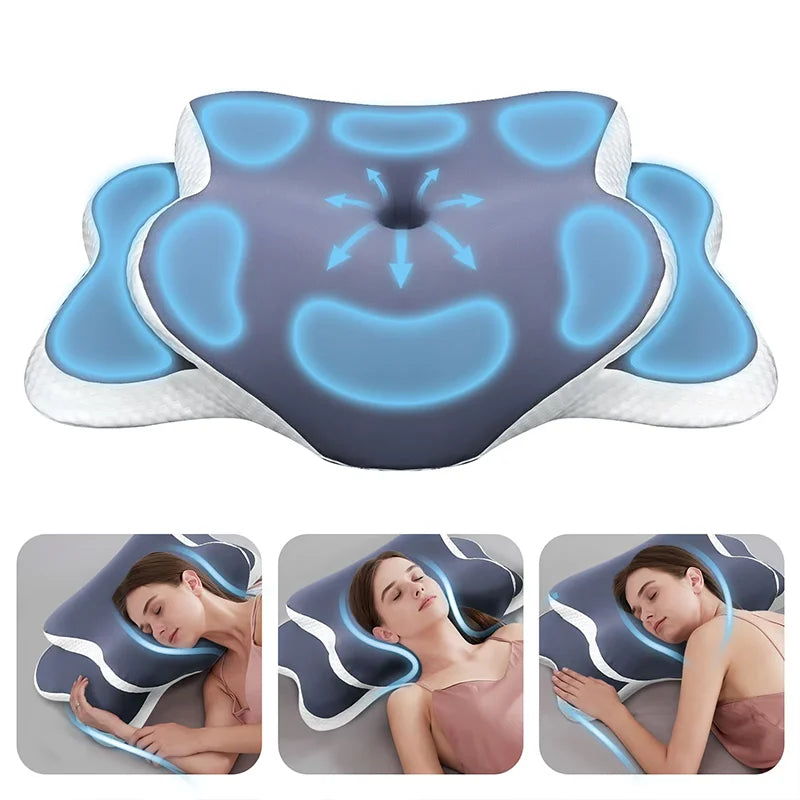 Memory Foam Pillow Cervical Pillow Relieves Neck Pain Contoured Ergonomic Orthopedic Neck Support Side Dorsal Stomach Sleepers
