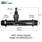 UPVC Venturi Injector for Mixing Liquid Venturi with Valve  BSP thread 1/2" 3/4" 1" 1.25" 1.5" 2" DGOzone