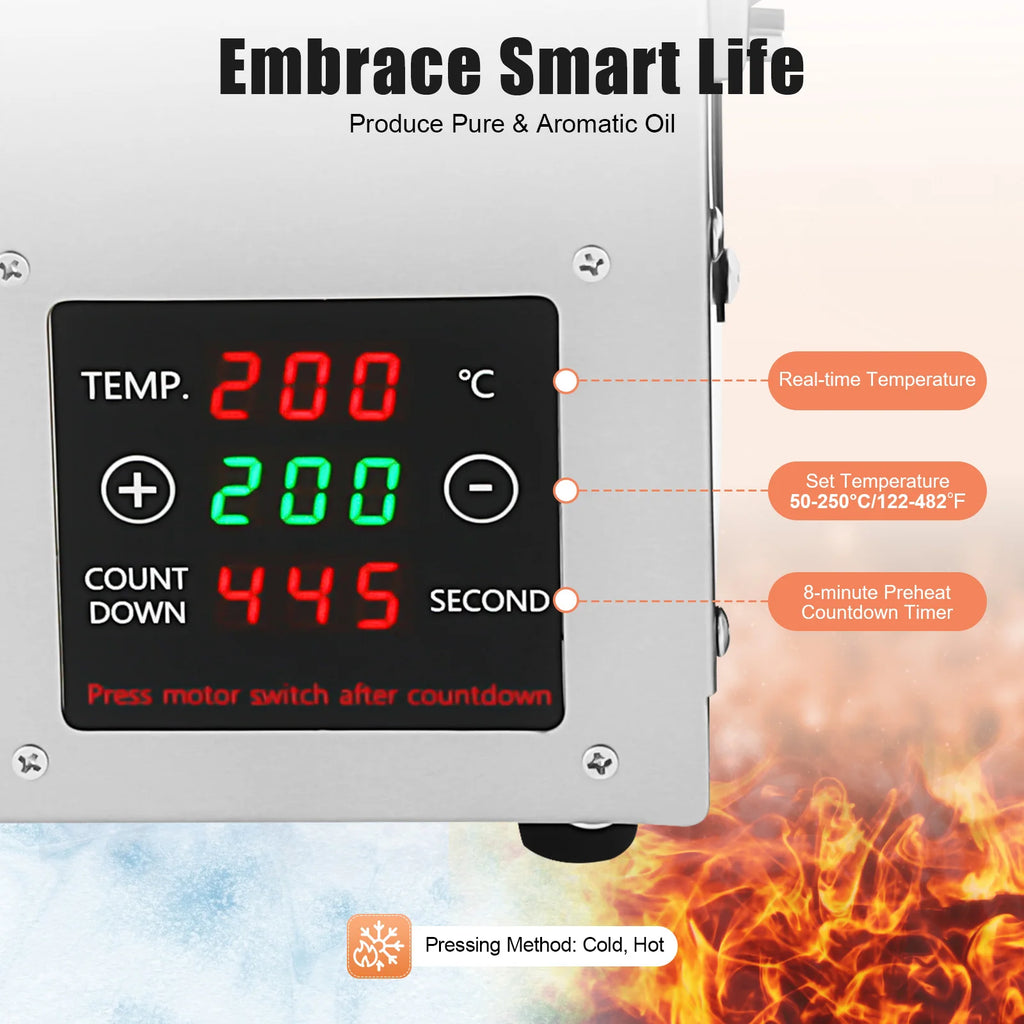 Home Automatic Oil Press Machine Commercial Nuts Seeds Oil Presser Oil Extractor Digital Temperature Control