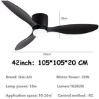 Jelena LED Ceiling Fan Light 6th Gear Wind Speed Living Room Bedroom H