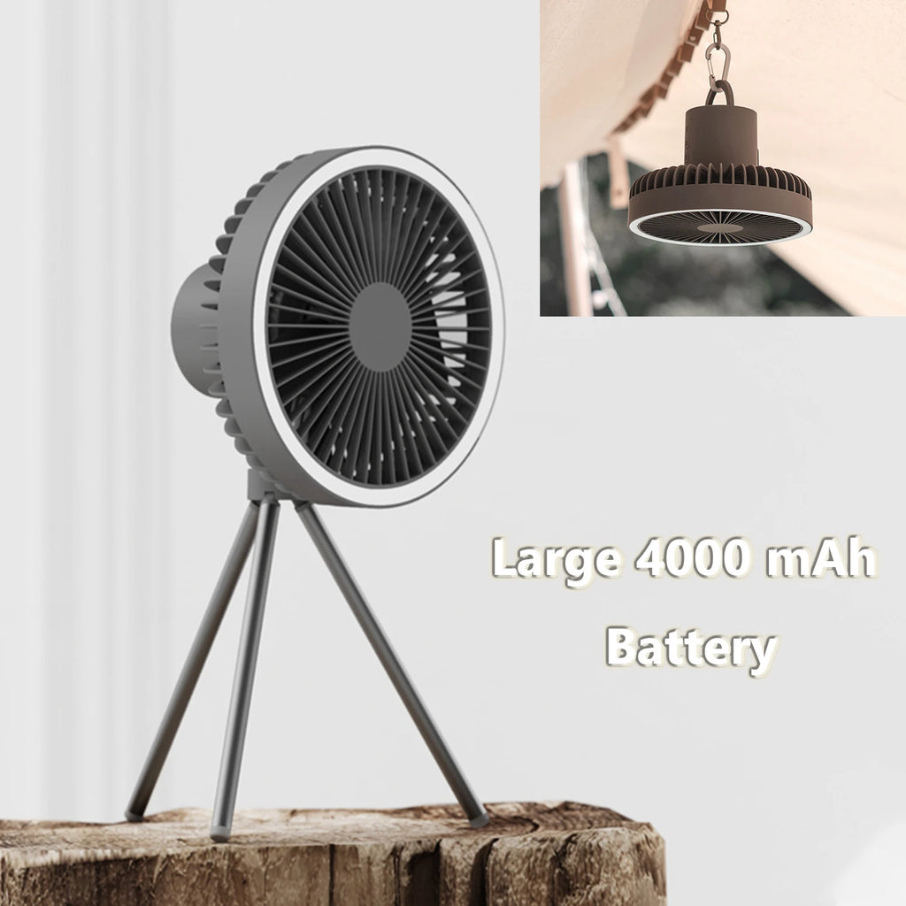 10000mAh Outdoor Camping Ventilator LED Licht Dreibein Tischventilator