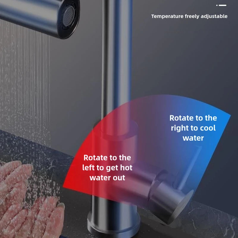 304 Stainless Steel Kitchen Faucet 4 Mode Kitchen Faucet 360°Rotating Waterfall Flow Spray Head Hot And Cold Water Faucet