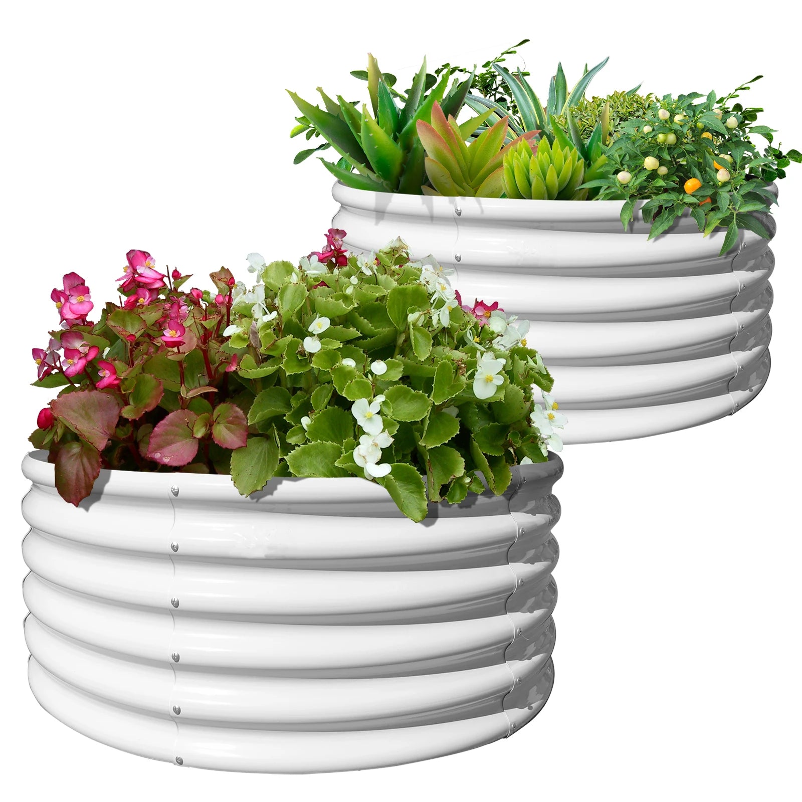 2-Pack 4ft x 18” Tall Galvanized Raised Garden Beds Outdoor, Round Metal Planter Box, Anti-Rust & Easy-Setup
