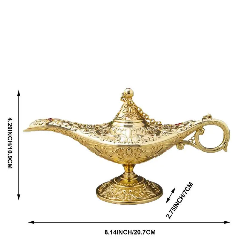 Aladdin Magic Lantern Ornaments Large Wishing Lamp Metal Home Decorations Genies of The Lamp Pot Alloy Table Decoration Gift