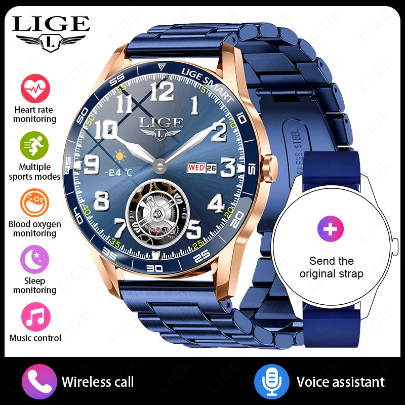 LIGE New Smartwatch Women Men 1.38-inch Smart Watch Message Notification iOS Android Smartwatches Fitness Bluetooth Call Watches