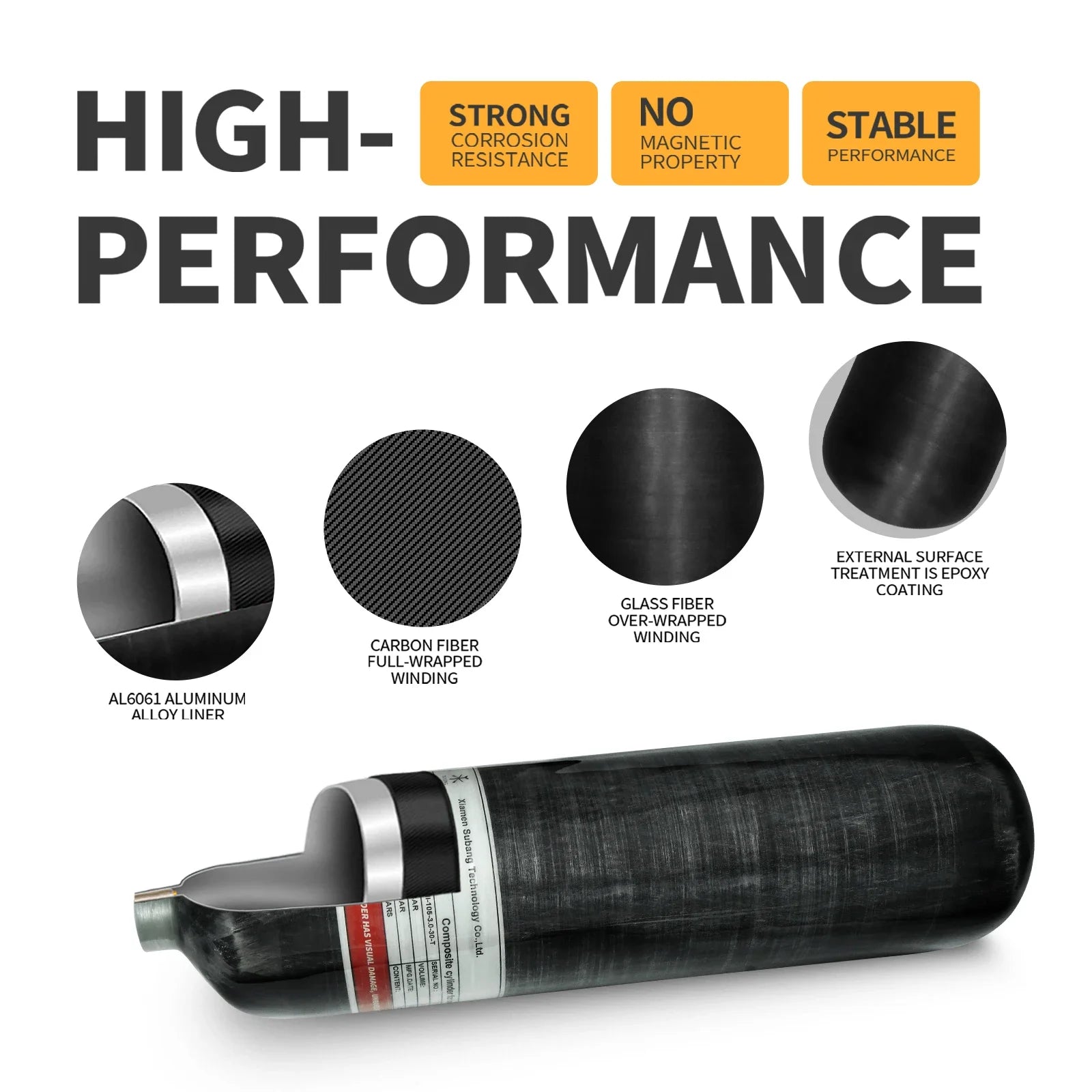 TUXING 4500Psi 300Bar 3L Carbon Fiber Cylinder with High Pressure Charging Regulator Valve Protective Carrier Bag M18*1.5