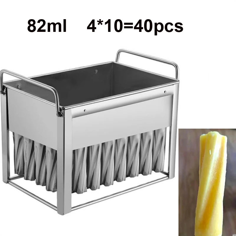40pcs Stainless Steel Popsicle Mould Ice Lolly Mold For Popsicle Machine Fruit Shape DIY Ice Cream Molds With Sticks Holder