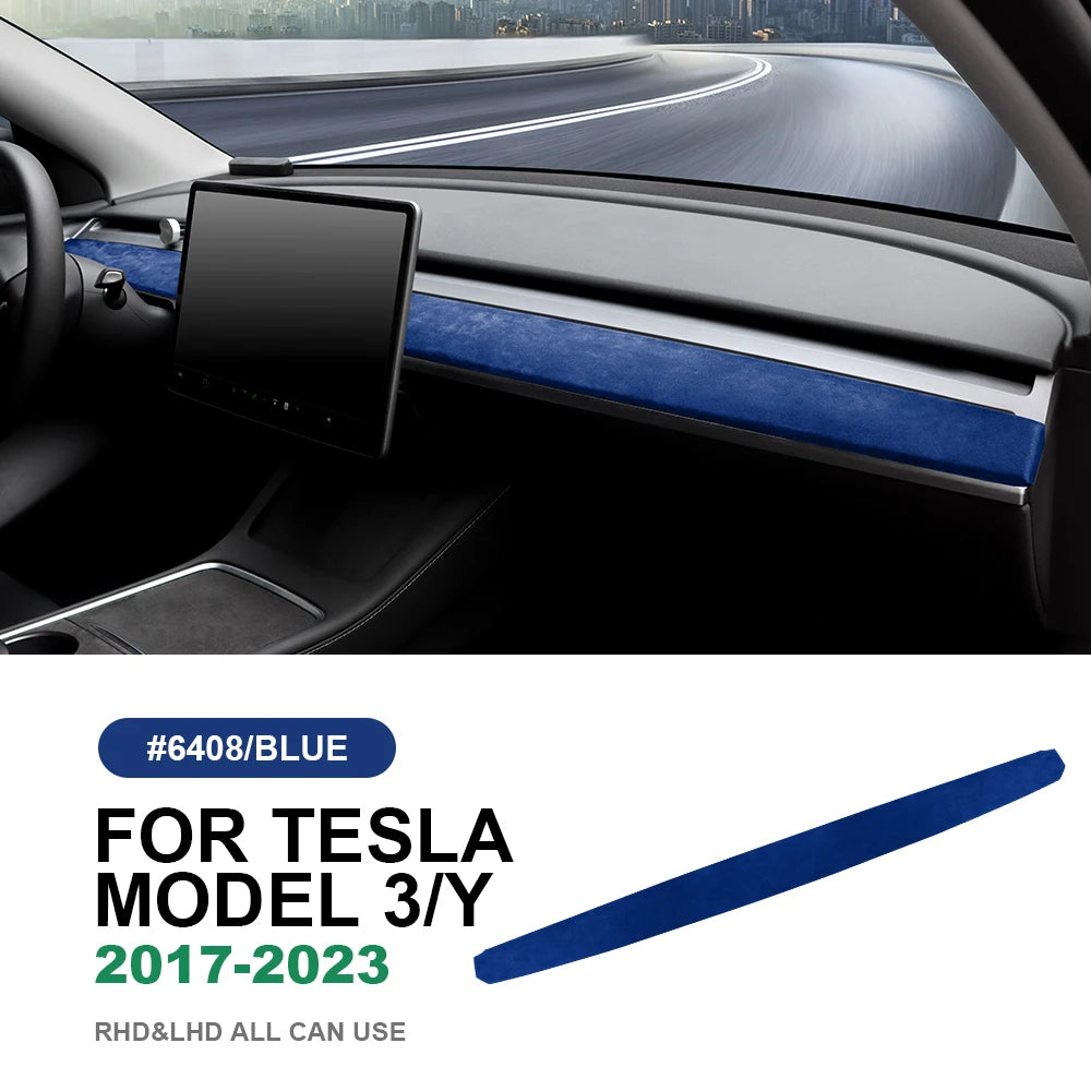Italian Top Suede Car Dashboard Moulded Trim Sticker For Tesla Model 3 Model Y 2018 2019 2020 2021 2022 2023 Decor Accessories