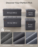 SONGMICS Storage Ottoman, Foldable Small Ottoman Foot Rest, Cube Ottoman with Storage, for Living Room, Bedroom, Entryway
