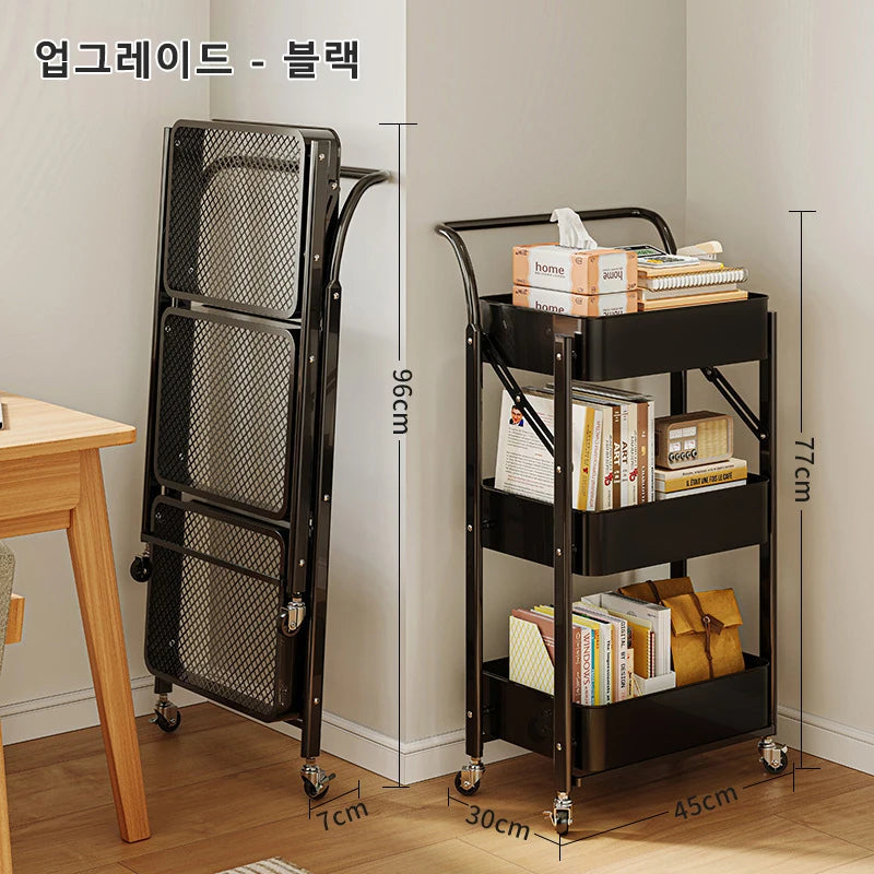 Foldable storage rack Small cart storage rack Multi story floor storage rack Kitchen snack rack Toilet mobile storage rack