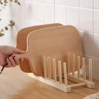 Wooden Plate Rack Kitchen Dishes Stand Plate Dish Drying Rack Cutting Boards Cups Organizer Shelf Multifunctional Display Stand