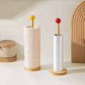 Kitchen Wooden Roll Paper Towel Holder Bathroom Tissue Vertical Stand Disposable Paper Pot Kitchen Toilet Storage Accessories