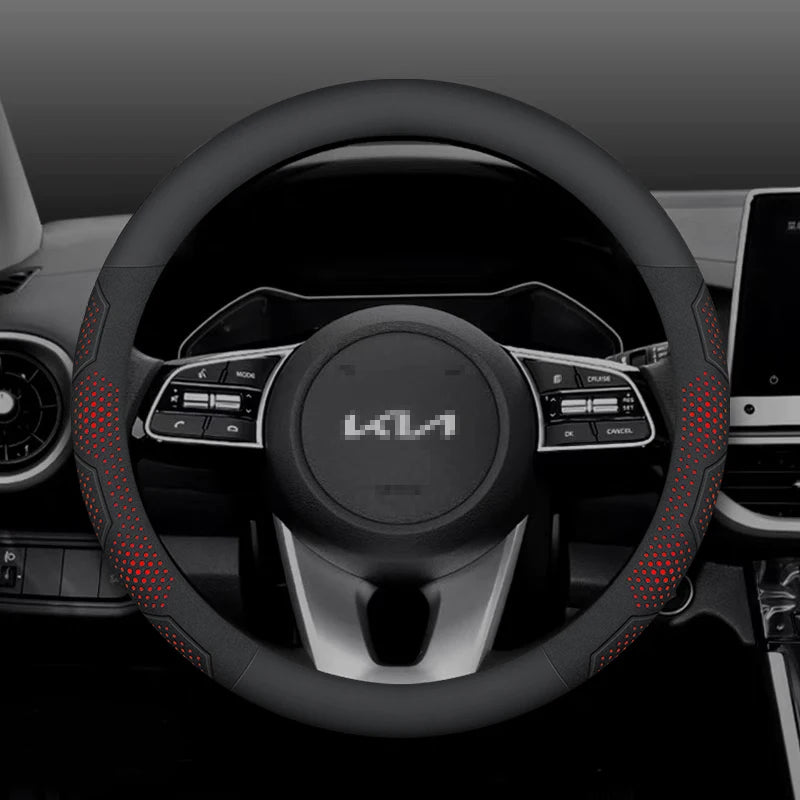 For Kia K5 Sportage Picanto Xceed Rio Cerato Soul Carens Seltos Carbon fiber Suede Car Steering Wheel Cover Auto Accessories