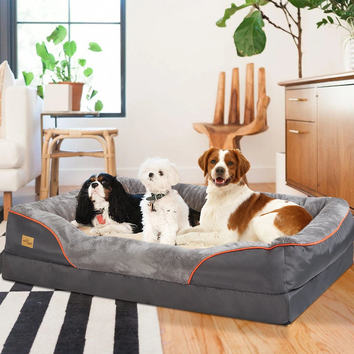 Large Orthopedic Dog Bed with Cotton Bolster
