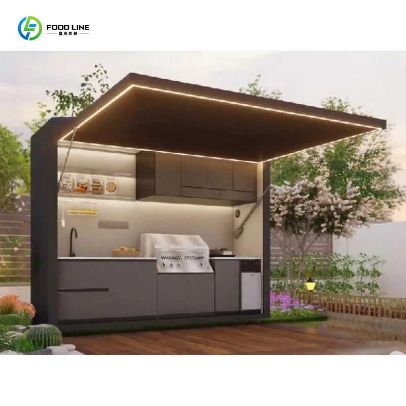 Customized durable portable aluminum outdoor kitchen island modular cabinet large capacity design with functional BBQ grill