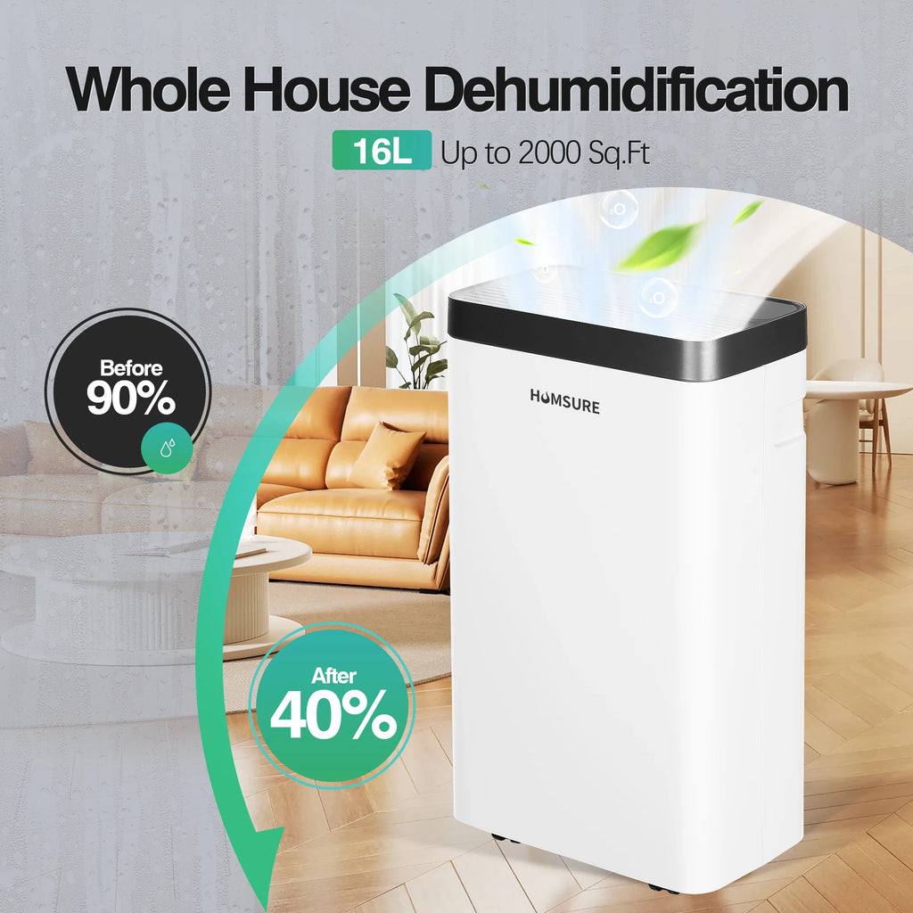 HUMSURE Dehumidifier 16 L/Day, Electric Dehumidifier with Drain Hose 1