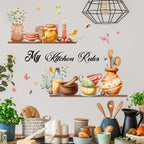 Cartoon Kitchen Utensils Pattern Wall Sticker For Kitchen Background Decoration Mural Restaurant Home Decor Self-adhesive Decals