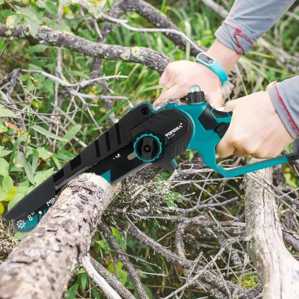 YOFIDRA Brushless 8 inch Electric Pruning Saw Chainsaw Rechargeable Woodworking Saw Power Tool Fit For Makita 18V Battery Pin