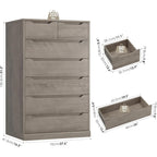 51" Tall 7 Drawers Dresser, Modern Grey Dresser, Wood Dressers & Chests of Drawers with Cut-Out Handles, Upright Drawer Chest,