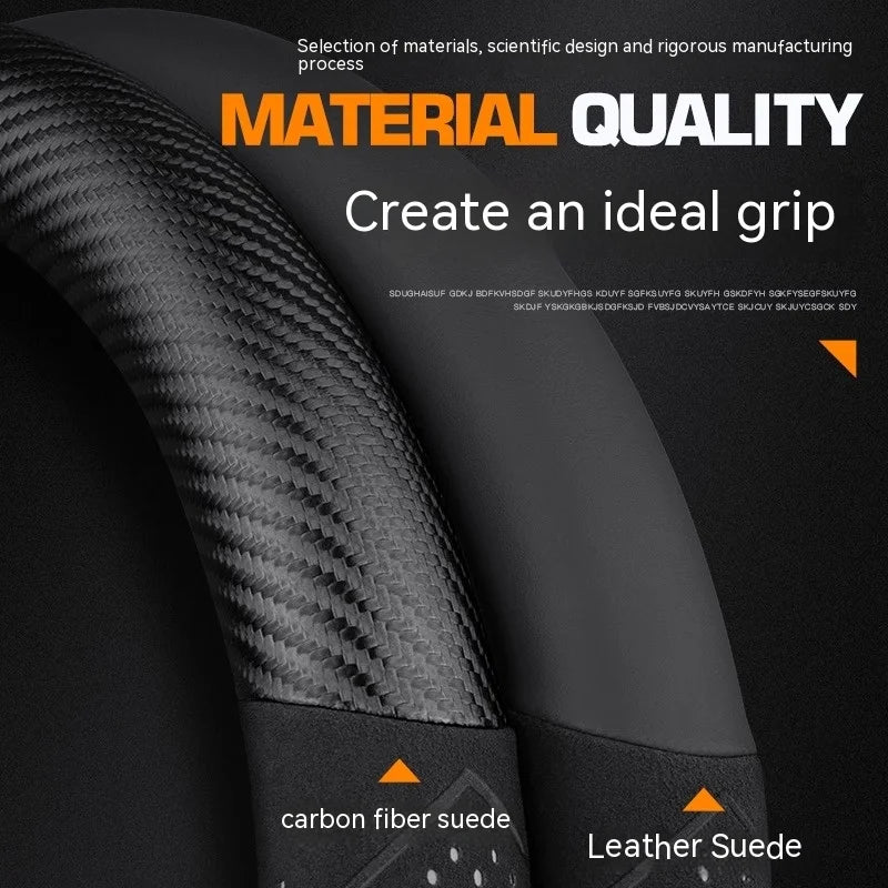 For Kia K5 Sportage Picanto Xceed Rio Cerato Soul Carens Seltos Carbon fiber Suede Car Steering Wheel Cover Auto Accessories