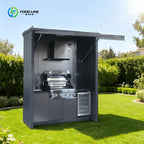 Customizable Outdoor Kitchen System Smokeless Gas Grill Garden Bar Shed Cabinet Set Complete with Fridge Sink Counter Range Hood