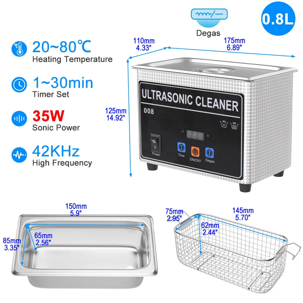 Ultrasonic Cleaner 1L 2L 3L 6L 10L 22L 30L Ultrasonic Bath EU UK Plug Portable Heated 600W Cleaning Washing Ultrasound Machine