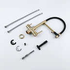 Brushed Gold Kitchen Faucet Filter 360 Swivel Pure Water Tap for 3 Ways Kitchen Pull Out Purification Water Mixer Double Handle