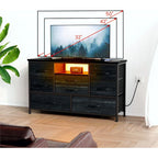 8-Drawer LED Dresser TV Stand with Power Outlet 55'' TV - Wide Storage Chest for Bedroom, Living Room & Entryway, Woo