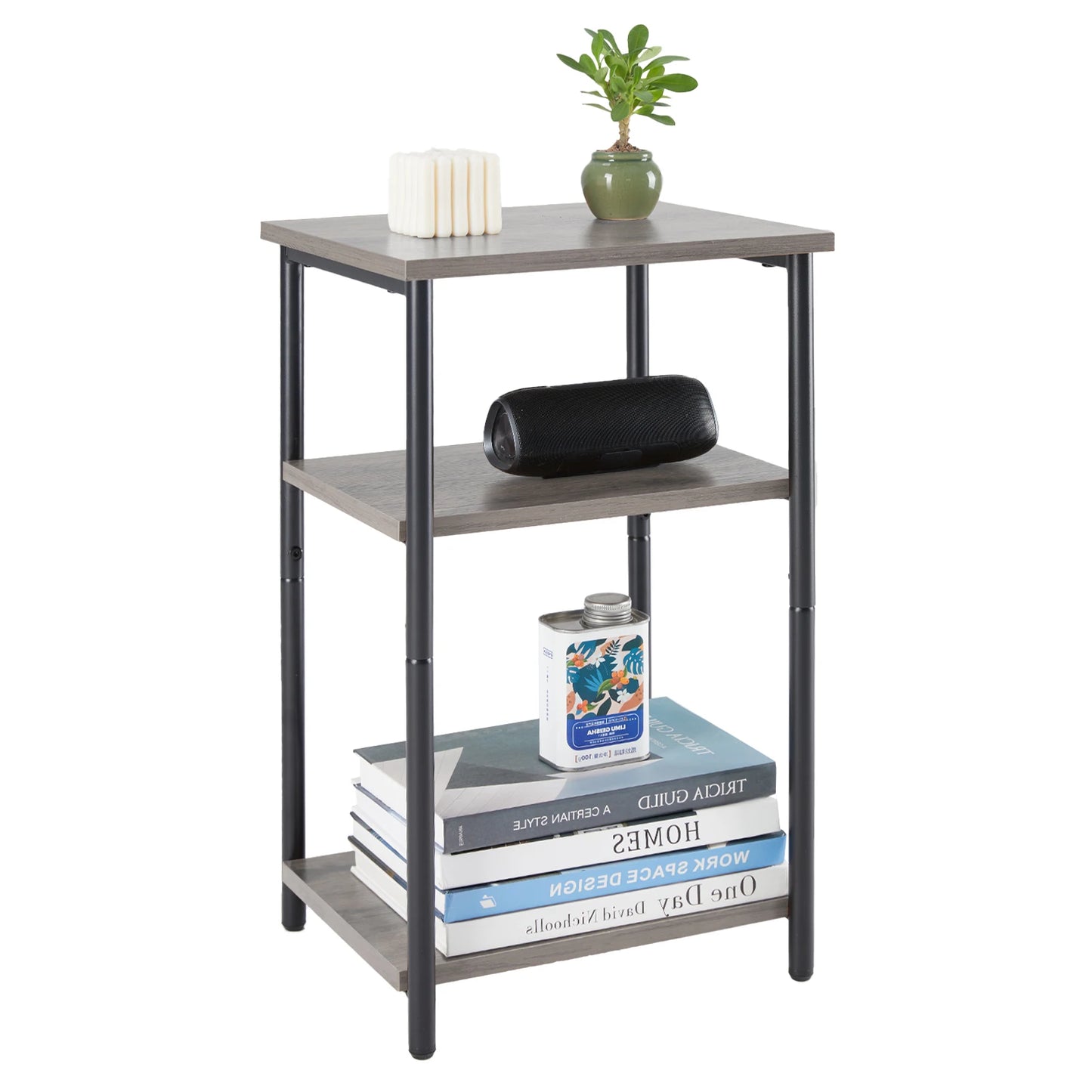 2/3-Tier End Table - Space-Saving Side Table w/ Adjustable Feet & Steel Frame for Bedroom & Living Room | AlluCanFind