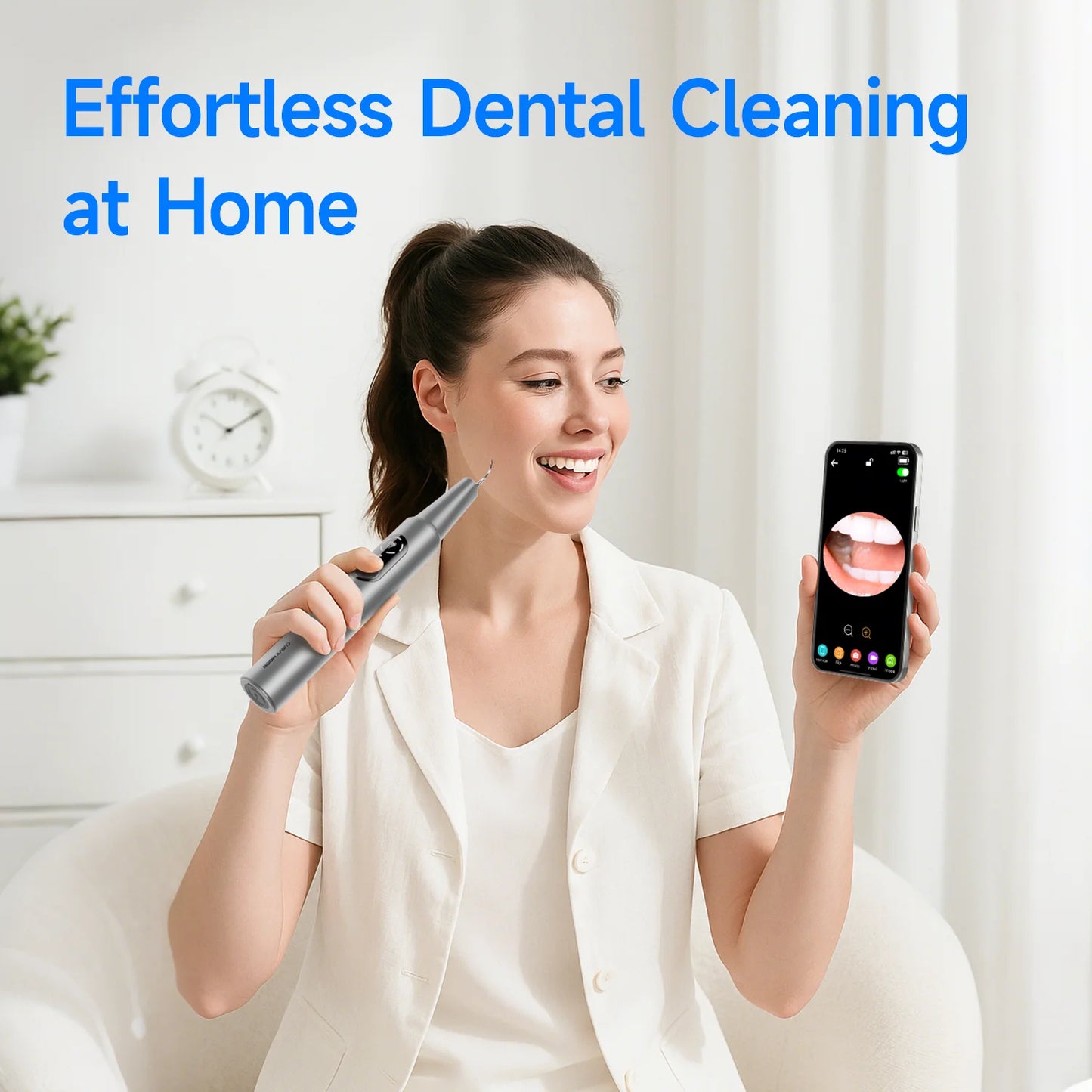 Visual Electric Ultrasonic Dental Cleaner - 5 Modes Safe Home Teeth Cleaner for Hard Stain Removal Teeth Whitening Oral Care