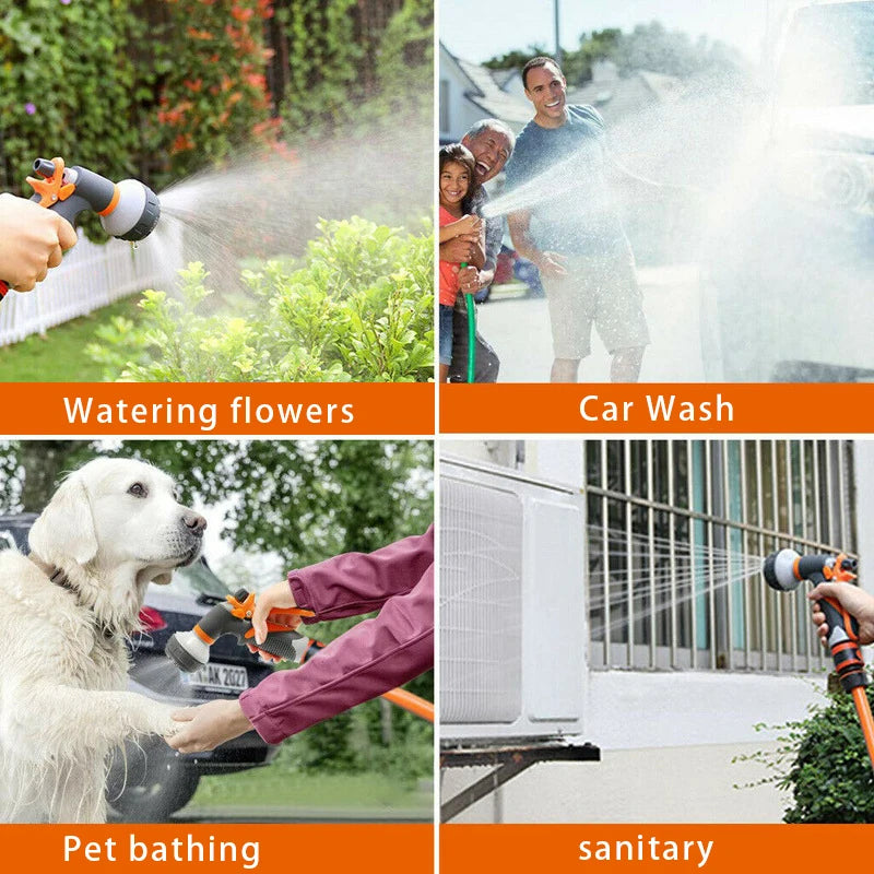 7.5-30M Expandable Magic Hose With 8 Patterns, High-Pressure Adjustable Water Gun, Garden Watering And Cleaning Tool