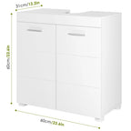 Getone washbasin Under wardrobe wardrobe White Bathroom wardrobe For bathroom, With 2 Doors 2 Trays, White, 60x31x60cm