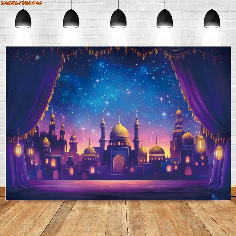 Arabian Moroccan Nights Photography Backdrop Aladdin Birthday Party Decor Banner Baby Shower Photo Background Photobooth Props