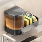 with Drain Tray Wall Mounted Soap Dispenser Large Capacity with Sponges Holder Dishwashing Liquid Holder Space Saving Waterproof