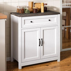 Gizoon Kitchen Storage Cabinet with Adjustable Shelf, Farmhouse Coffee Bar Sideboard Buffet with Large Drawer, Barn Door