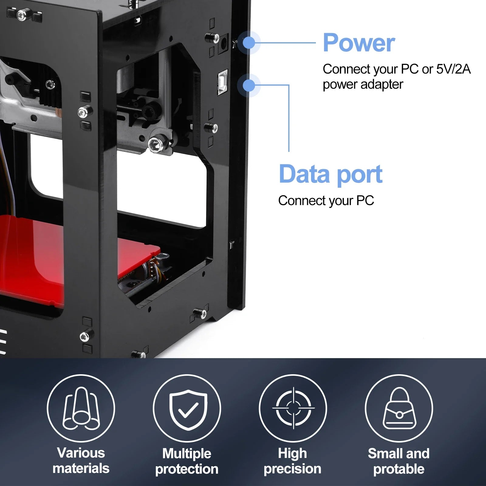[Beginner-friendly] NEJE DK-8-KZ Mini Laser Engraving Machine 38x38mm Portable Desktop Engraving Machine for Wood/Leather/PVC