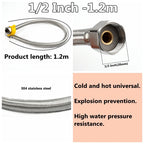1 PC 1/2, 3/4 Inch 304 Stainless Steel Braided Hose Cold Hot Water Pipe Toilet Faucet Connection Pipe Garden Water Connection