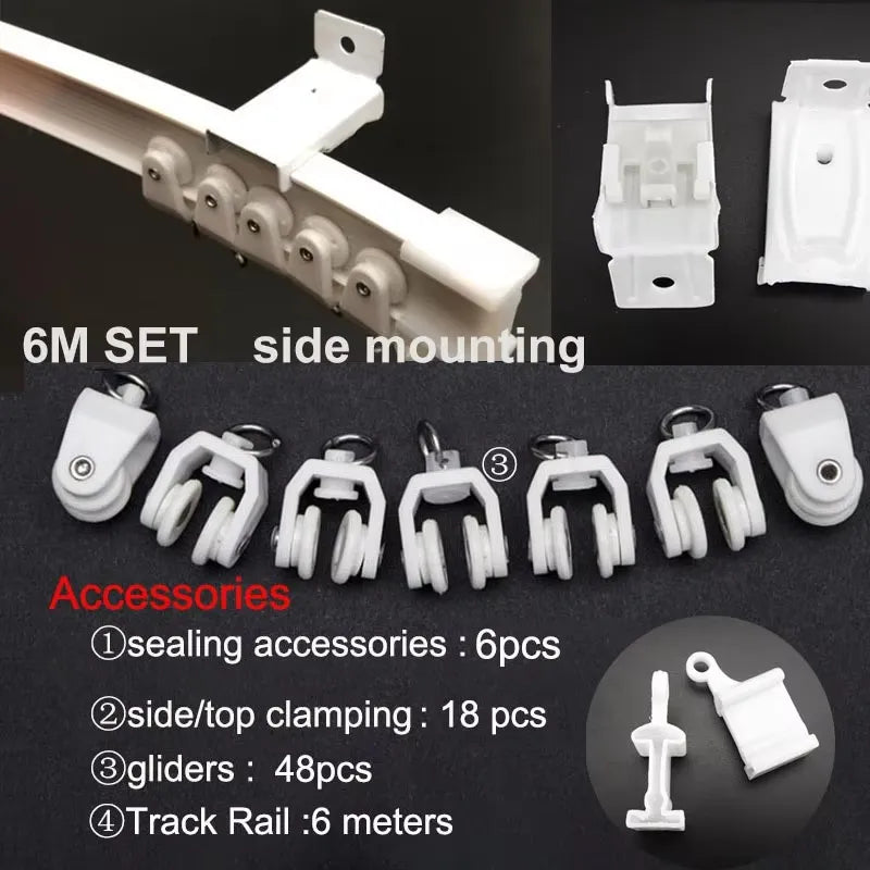 Flexible Ceiling & Wall Mounted Curtain Track Rail Bendable Plastic Steel Design for Bay Windows/Balcony 1-10M White Noise-Free