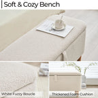 39.5" Boucle Storage Ottoman Bench for Bedroom end of Bed, Sherpa Upholstered Shoe Seat Storage Beach for Entryway, Off White
