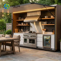 Customized Modular Outdoor Kitchen Cabinets 304 Stainless Steel Waterproof Storage Solution for Villa and Guesthouse