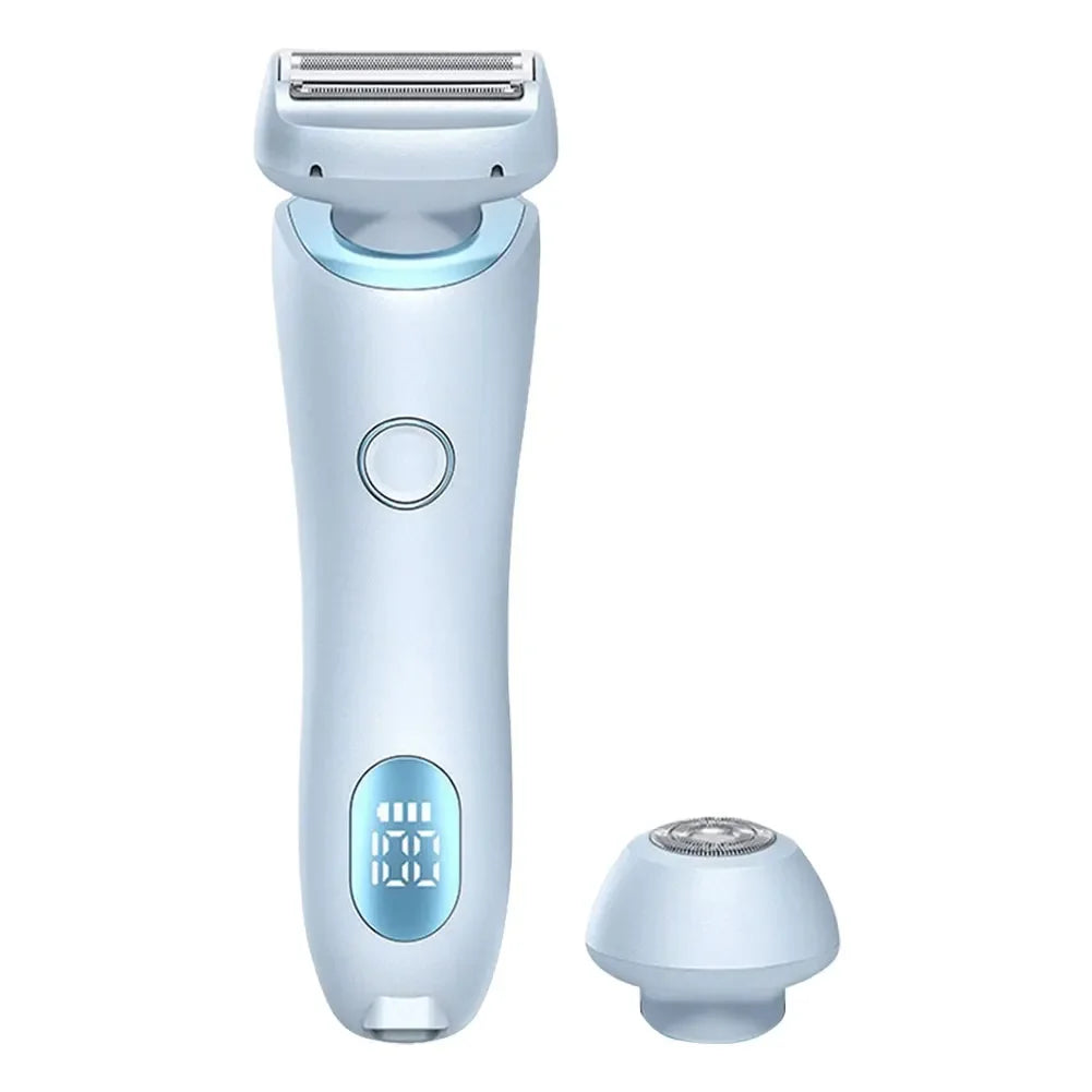Women Electric Epilator 2 in 1 Body Hair Removal Razor Waterproof Rechargeable Bikini Trimmer for Pubic Legs Underarms Face Hair
