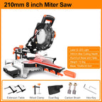 HASPOWER 8 Inch 210mm Sliding Miter Saw Single Bevel With Laser LED Light Electric Power Tool Cutting Machine