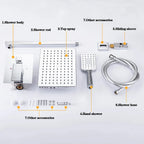 Black Concealed Shower System Rain Waterfall Bathroom Embedded Shower Faucet Set with Tub Spout