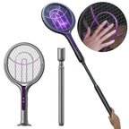 Rotating Head Bug Zapper Racket Rechargeable Electric Fly Swatter Fly Killer and Mosquito Trap Lamp for Indoor Outdoor